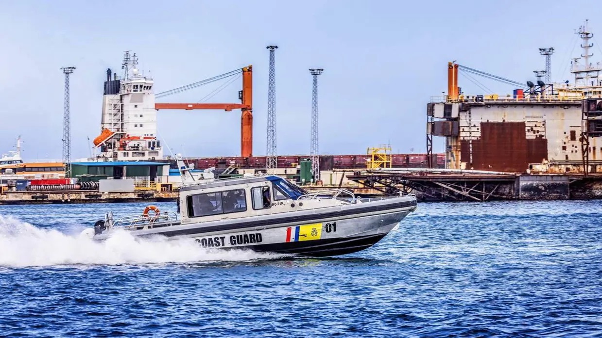 Boot van de Kustwacht Caribisch gebied in actie.