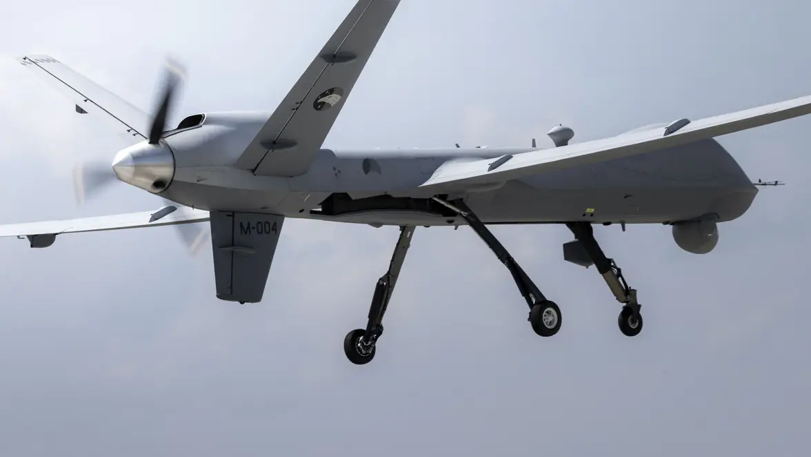 Een Reaper tijdens de landing.