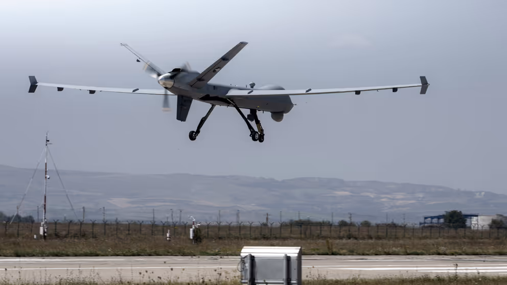 Een vliegende onbemande MQ-9 Reaper.