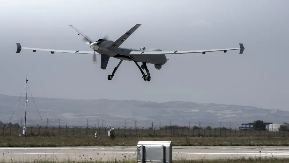 Een Nederlandse MQ-9 Reaper in de lucht.