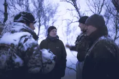 De minister en CDS in de sneeuw.