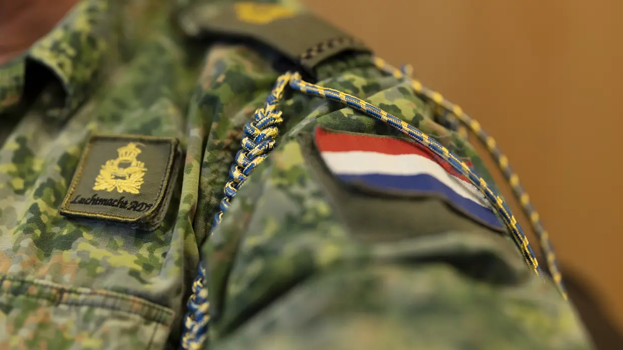 Close-up van het goud-blauwe functiekoord van de Luchtmachtadjudant 