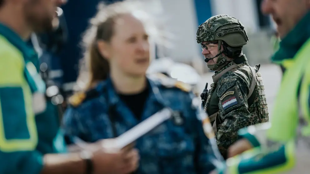 Militairen die deelnemen aan de oefening. 