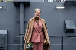 Archieffoto van prinses Amalia bij de doop van het Combat Support Ship Den Helder.