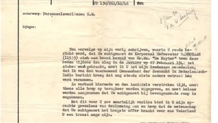 Overlijdensbericht marine korporaal.