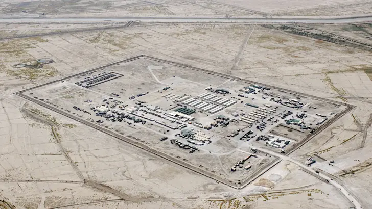 Camp Smitty in Irak vanuit de lucht gezien.