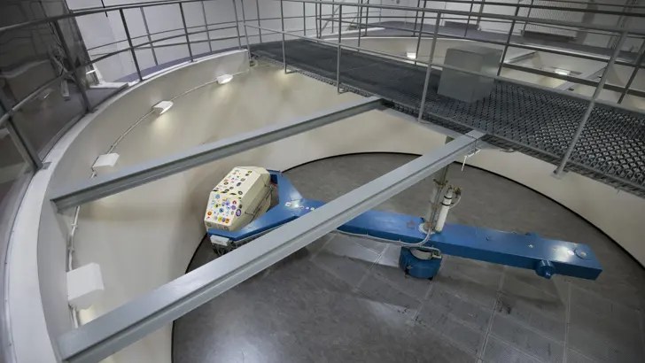 Bovenaanzicht centrifuge voor G-krachten.