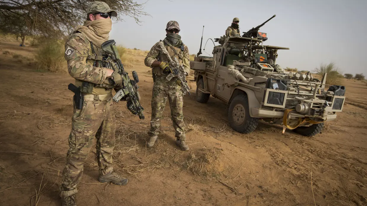 Nederlandse militairen tijdens een patrouille voor Minusma, de VN-missie voor veiligheid in Mali (2014).