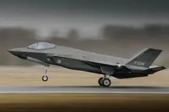 Een Nederlands F-35-gevechtsvliegtuig dat opstijgt.