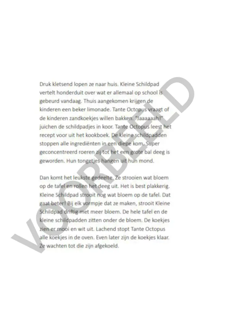 Pagina kinderboekje Thuisfront, met schuin erover de tekst Voorbeeld.