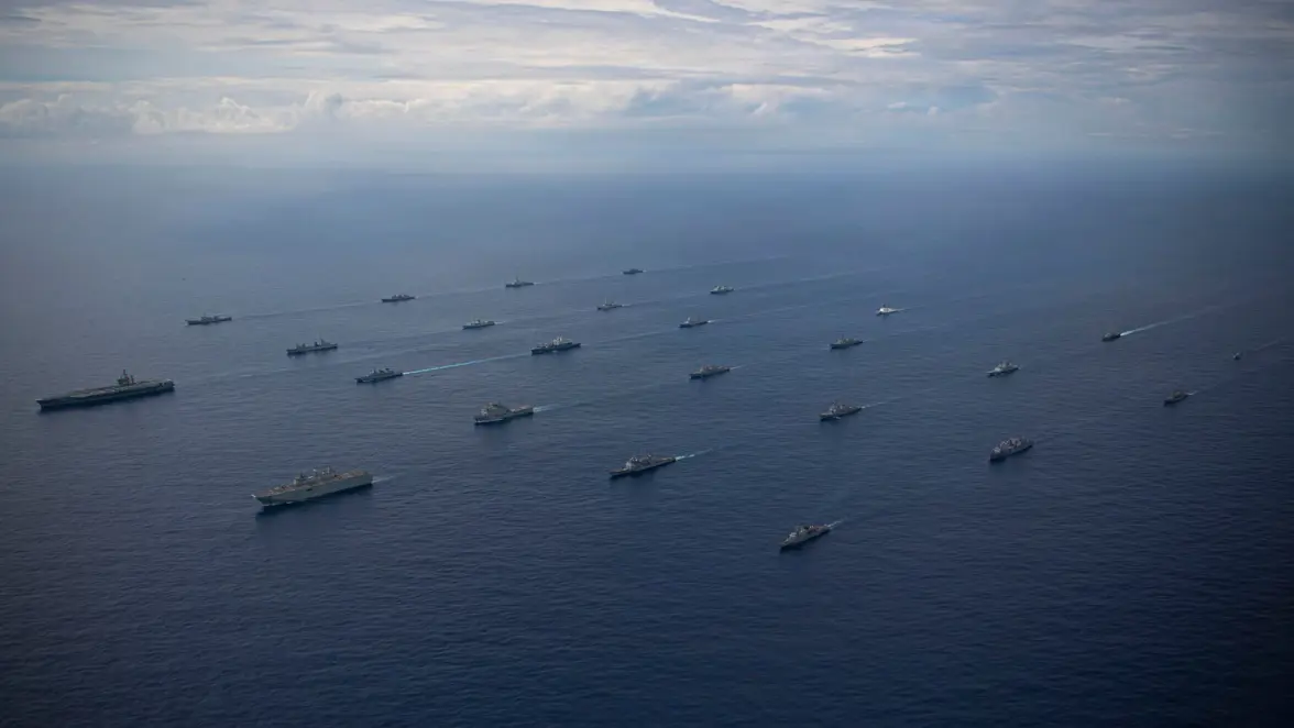 het internationale vlootverband op volle zee. 