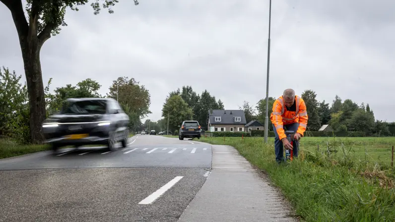 een&nbsp;paaltje in een weiland.
