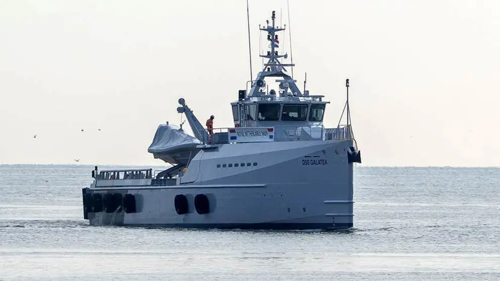 Een archieffoto van de DSS Galatea op zee