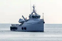 Een archieffoto van de DSS Galatea op zee