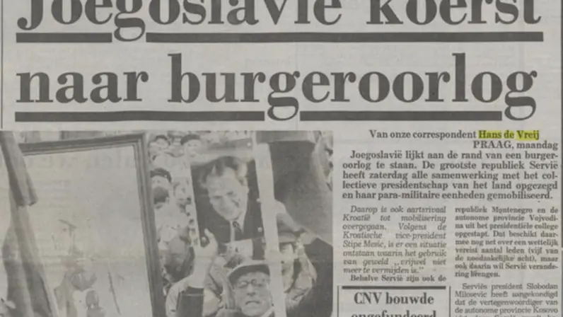 Krantenkop uit 1991: Joegoslavië koerst naar burgeroorlog