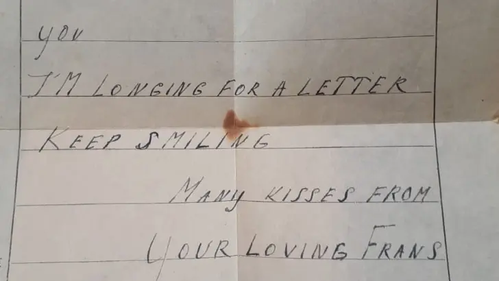 Een handgeschreven brief  uit 1944 van Van Hilst gericht aan zijn familie.