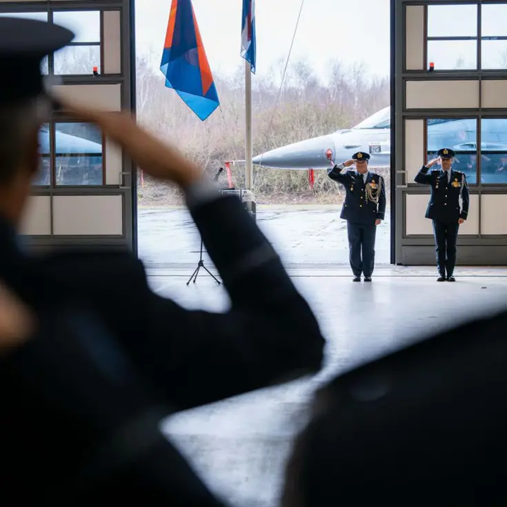 Foto’s van de functieoverdracht Luchtmachtadjudanten op 11 februari bij het Air Support Command op Vliegbasis Woensdrecht. 