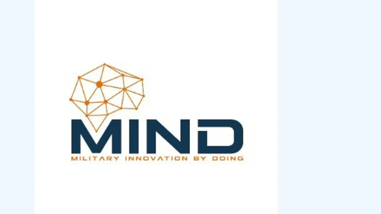 Logo MIND met tekst Military Innovation by Doing.