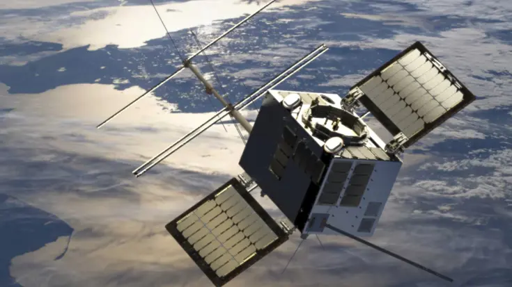 Noorse satelliet in de ruimte.