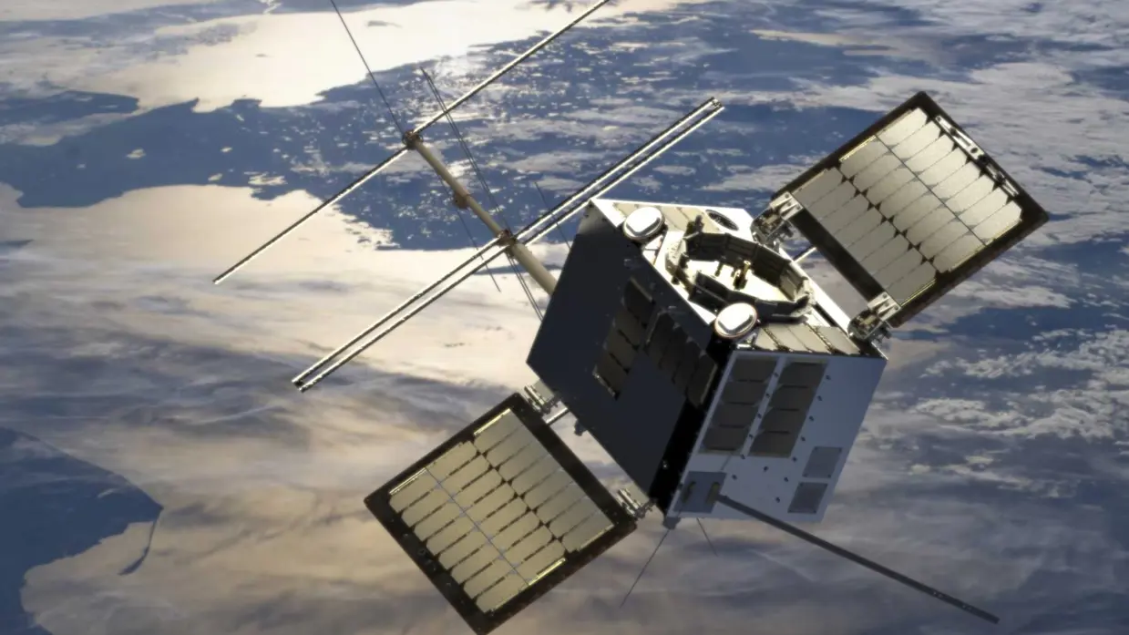 Noorse satelliet in de ruimte.