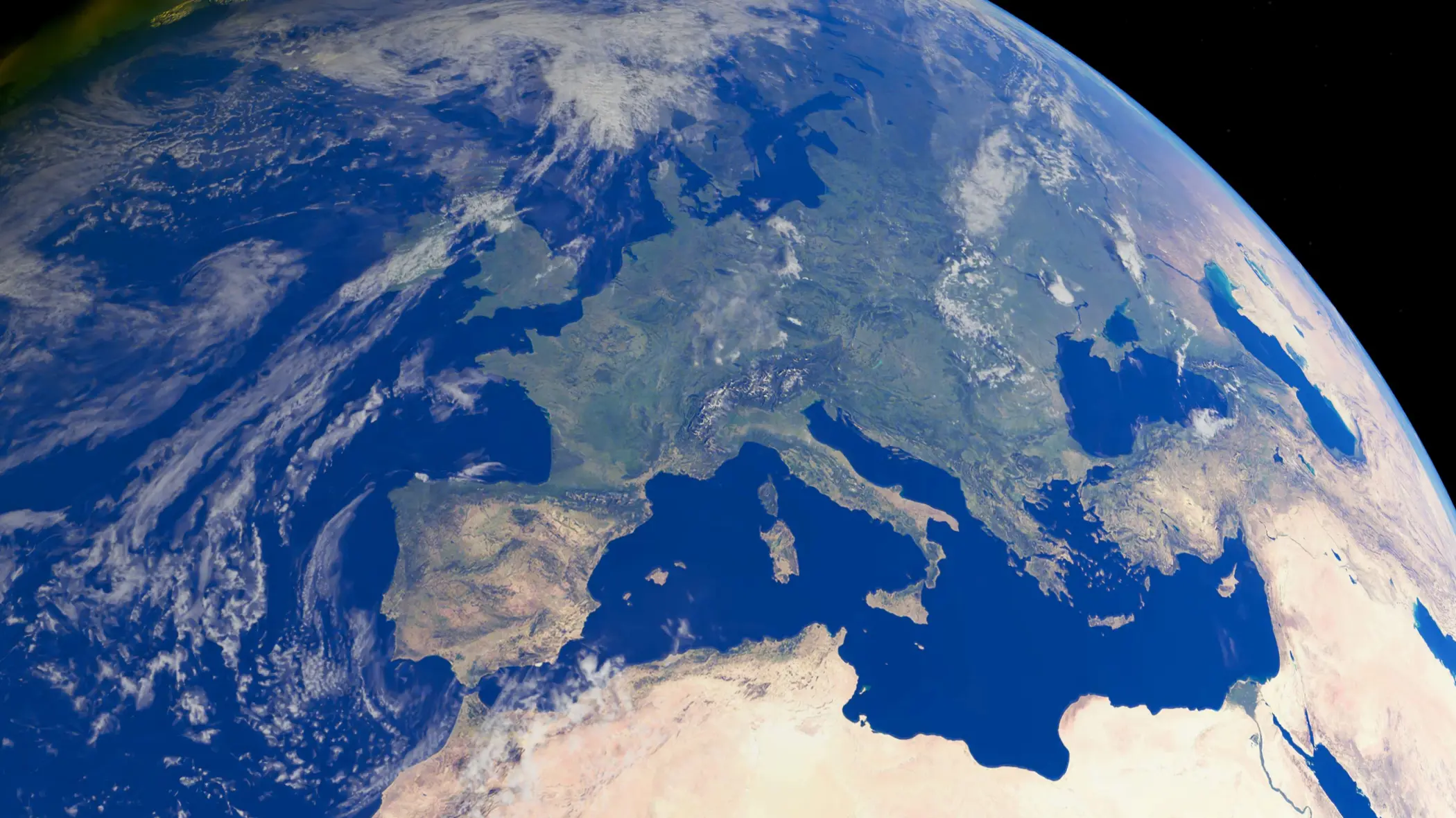 Beeld vanuit de ruimte van Europa