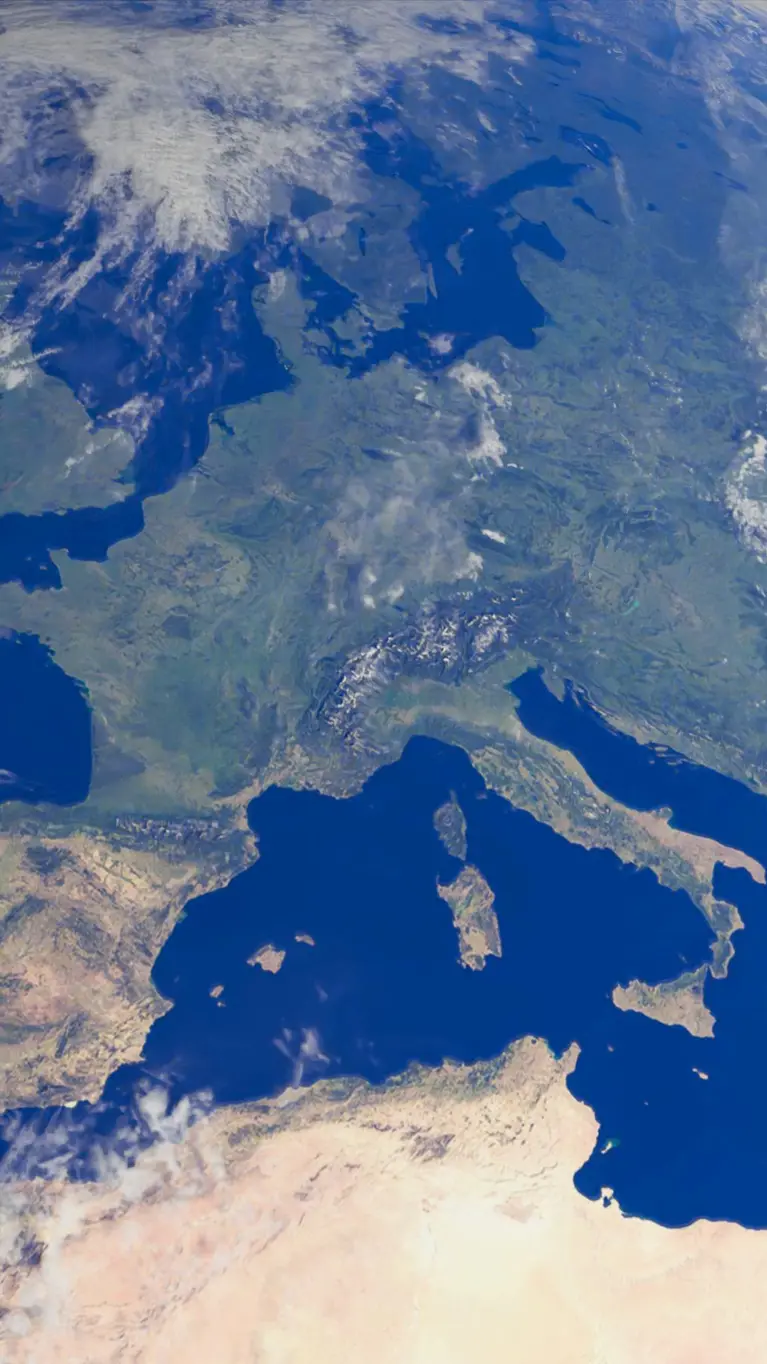 Beeld vanuit de ruimte van Europa