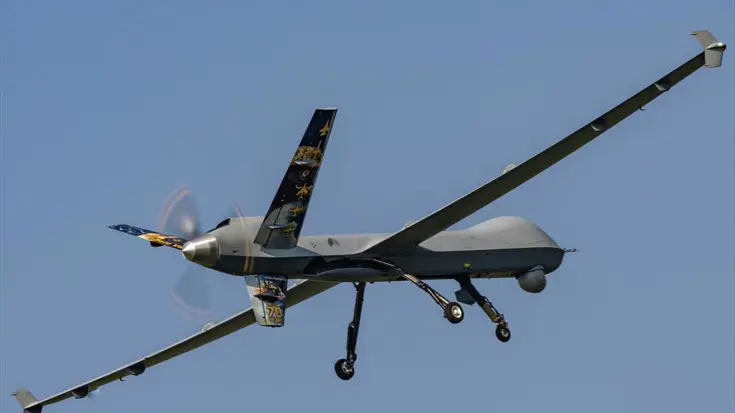 Een MQ-9 Reaper in volle vlucht.