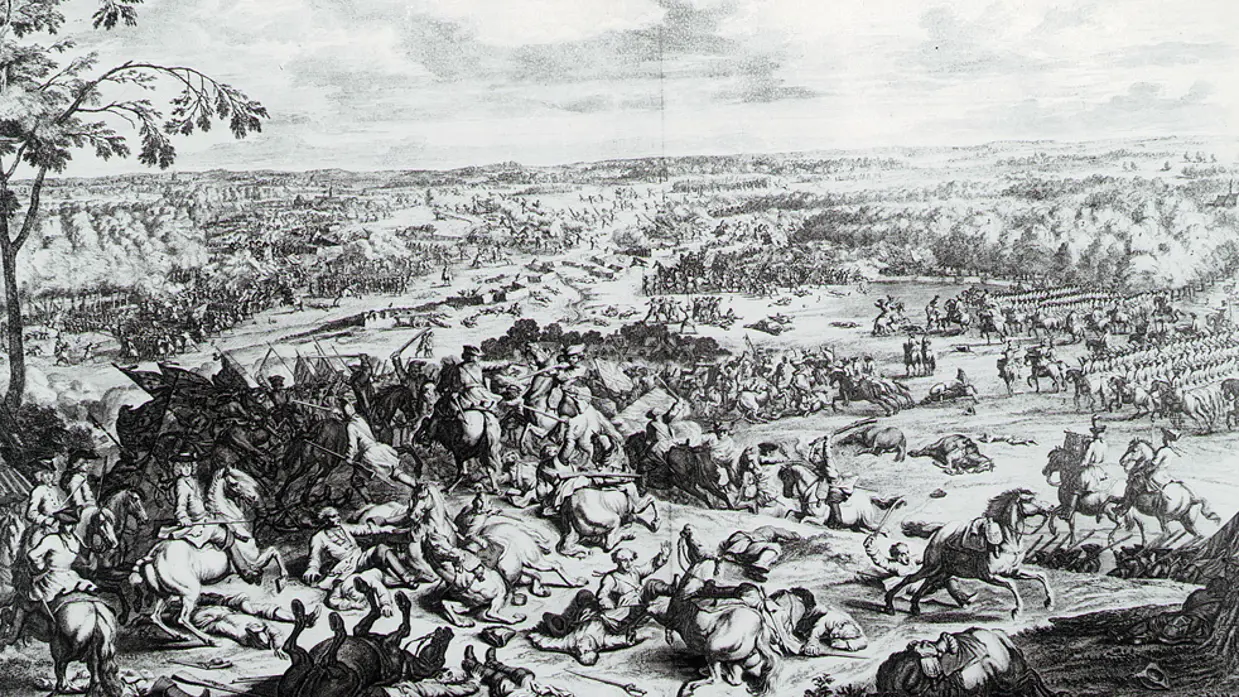 Schilderij van de veldtocht in Malplaquet (11 september 1709).