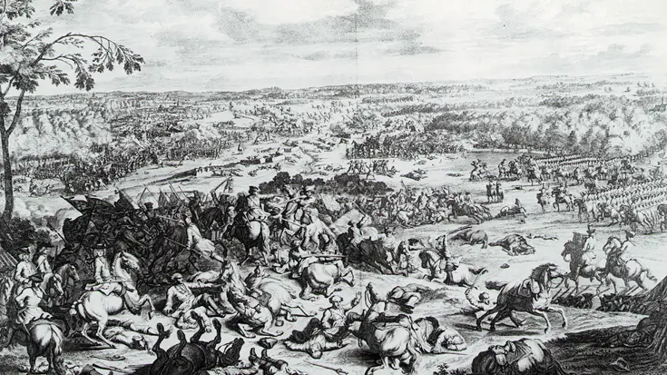 Schilderij van de veldtocht in Malplaquet (11 september 1709).