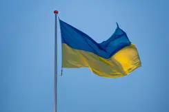 Wapperende Oekraïense vlag.