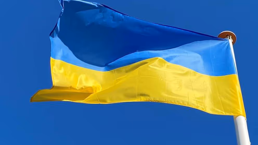 Wapperende vlag van Oekraïne.