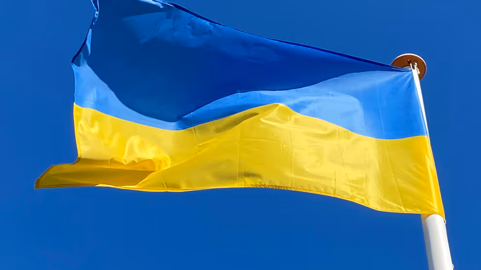 Wapperende vlag van Oekraïne.