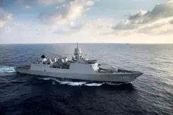 De Zr.Ms. De Ruyter op volle zee.