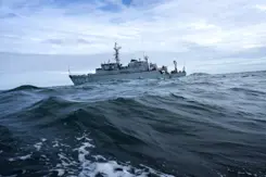 Zr.Ms. Willemstad op volle zee